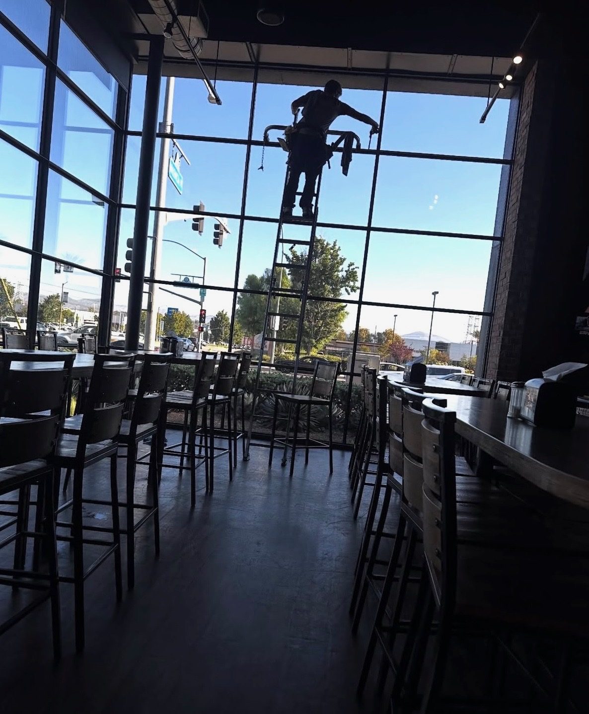 Commercial storefront window cleaning