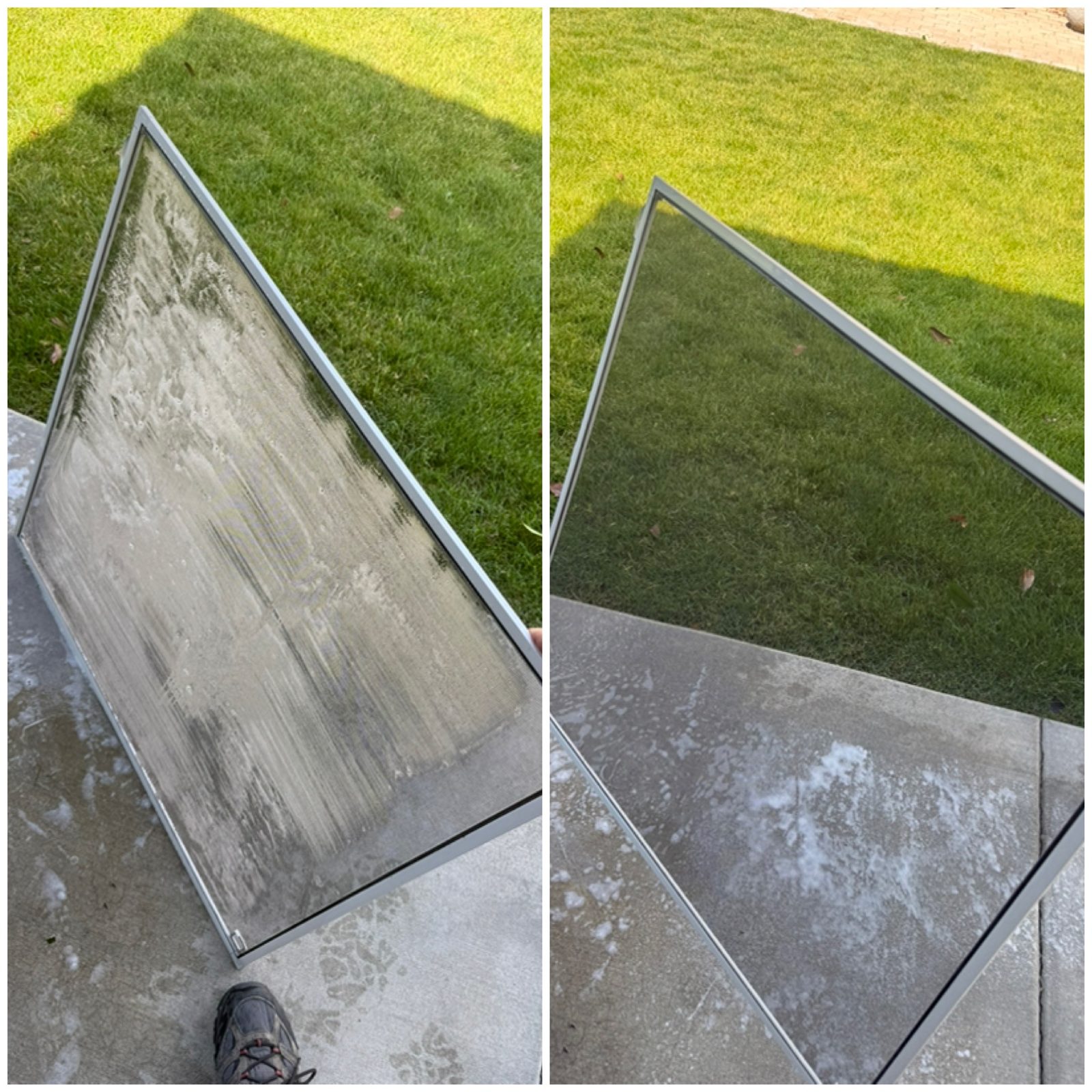Skylight before and after cleaning